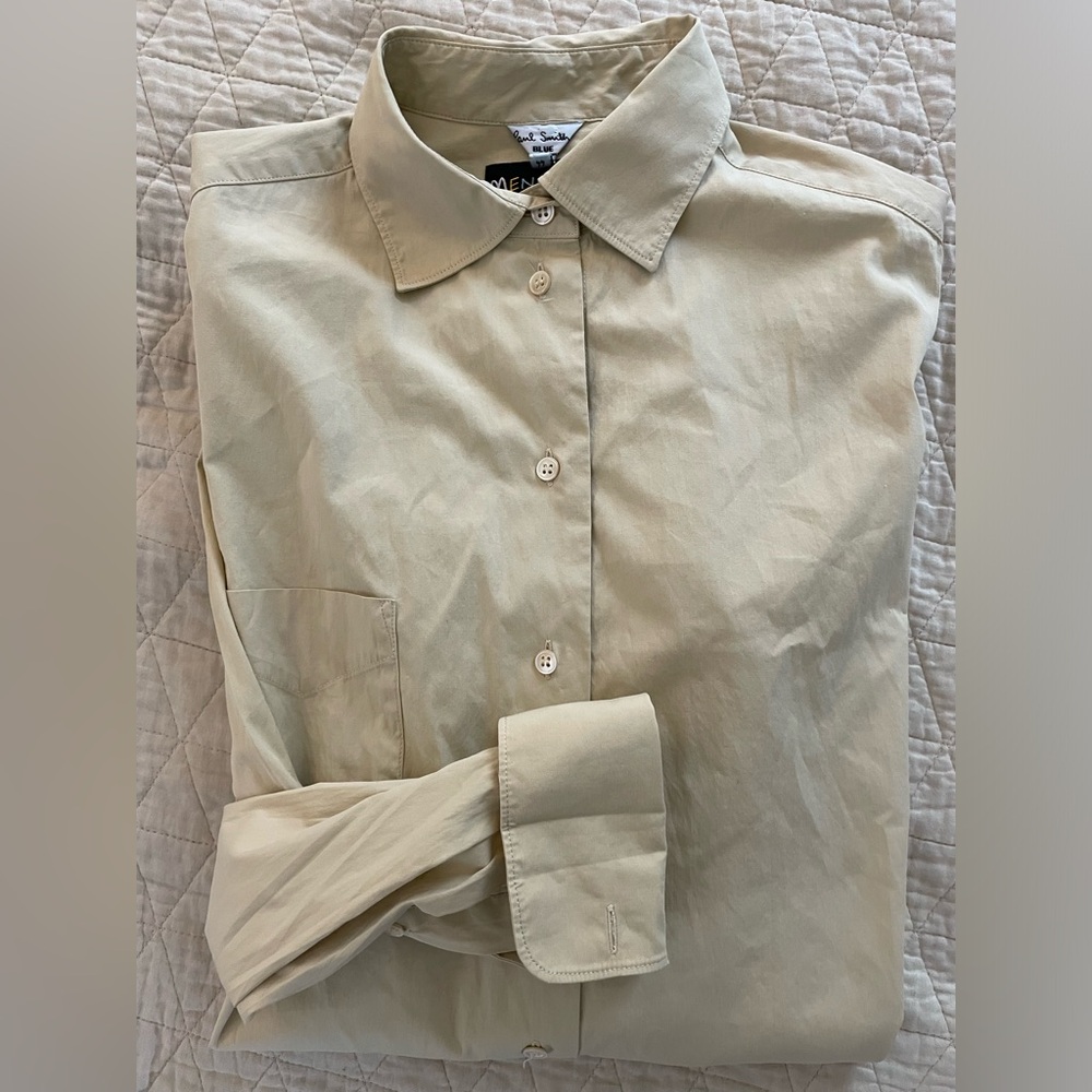 Paul Smith‎ Blue MEN ONLY Spread Collar French Cuff Shirt Dress Size 44 US 10